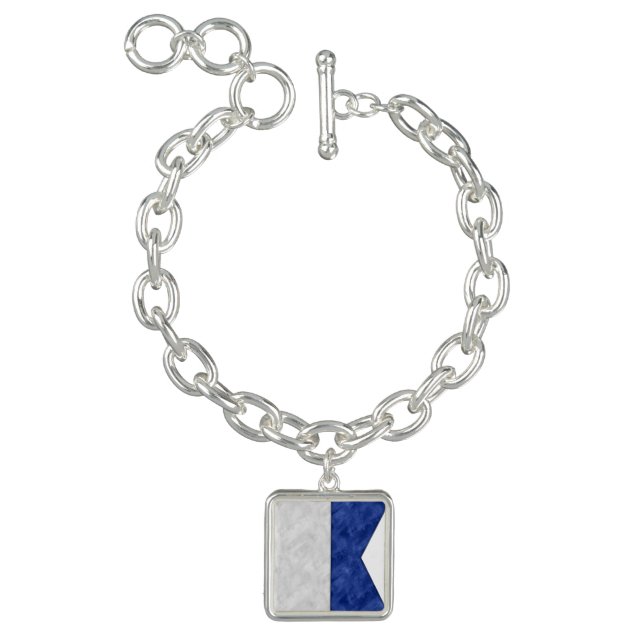 Watercolor Nautical Signal Maritime Flag Charm Bracelet (Product)