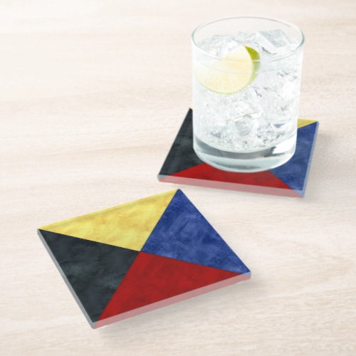 Watercolor Nautical Signal Maritime Flag Glass Coaster