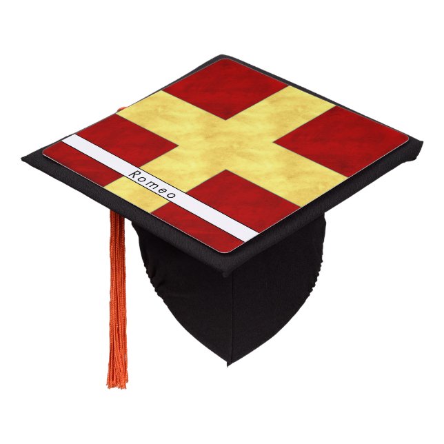 Watercolor Nautical Signal Maritime Flag Graduation Cap Topper (Angled)