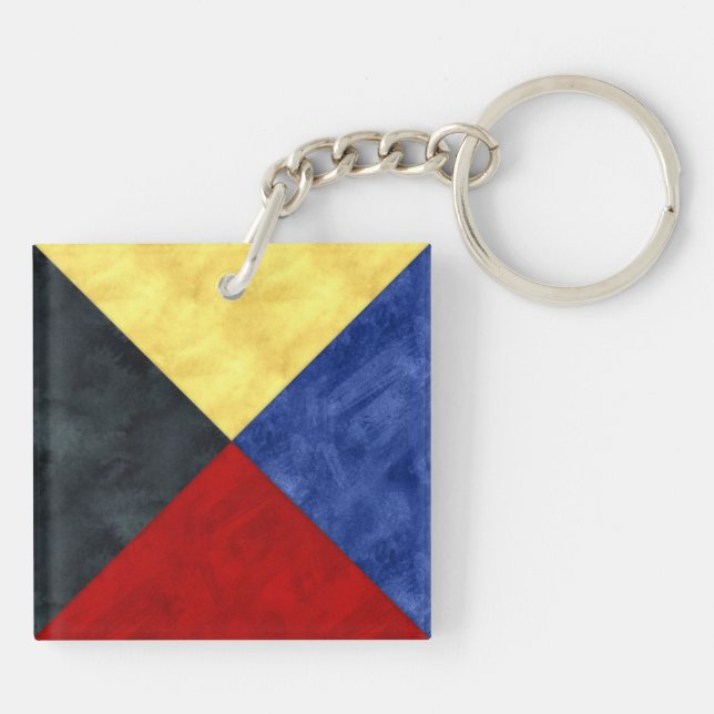 Watercolor Nautical Signal Maritime Flag Keychain (Back)