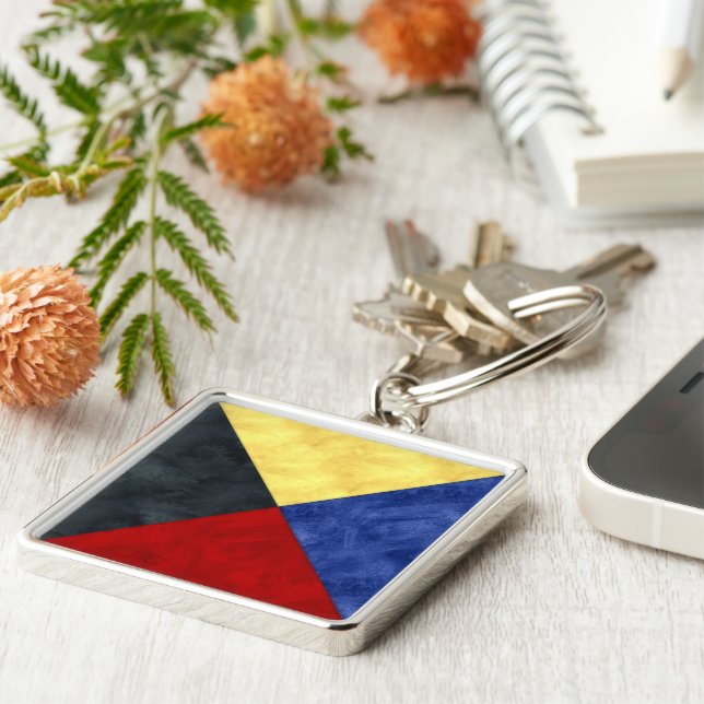 Watercolor Nautical Signal Maritime Flag Keychain (Side)