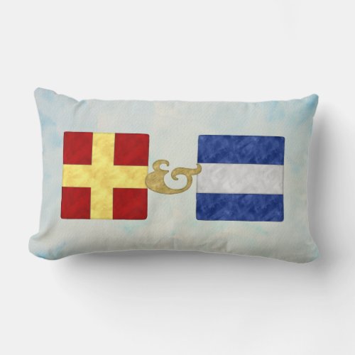 Watercolor Nautical Signal Maritime Flag  NB API Lumbar Pillow