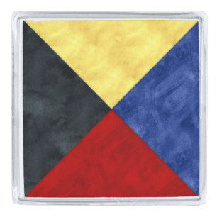 Watercolor Nautical Signal Maritime Flag Silver Finish Lapel Pin