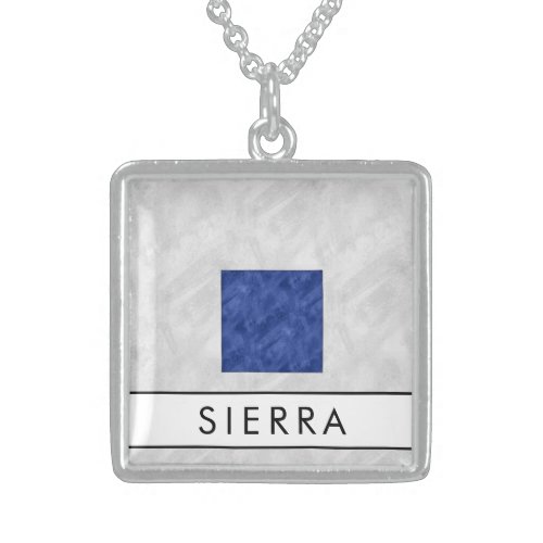 Watercolor Nautical Signal Maritime Flag Sterling Silver Necklace