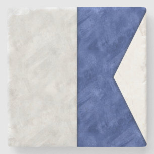 Watercolor Nautical Signal Maritime Flag Stone Coaster
