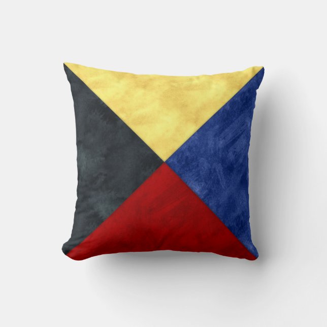 Watercolor Nautical Signal Maritime Flag Throw Pillow (Front)