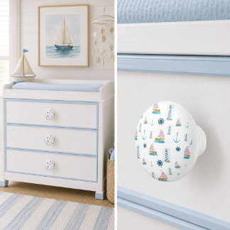 Watercolor Nautical Theme Ceramic Knob