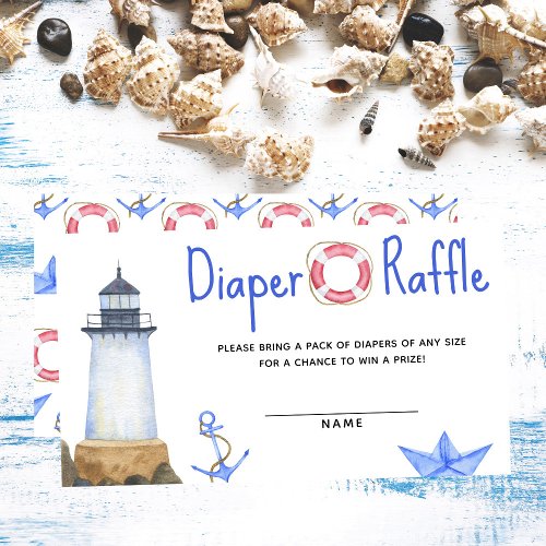 Watercolor nautical theme _ diaper raffle enclosure card