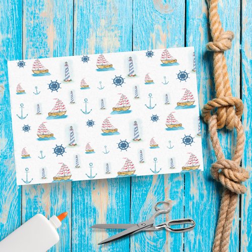 Watercolor Nautical Theme Tissue Paper