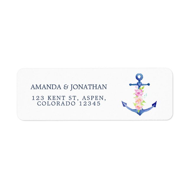 Watercolor Nautical Themed Wedding Label (Front)