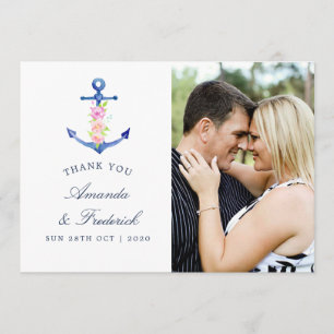 Watercolor Nautical Themed Wedding Thank You