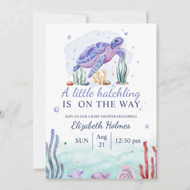 Watercolor Nautical Turtle Baby Shower Invitation | Zazzle