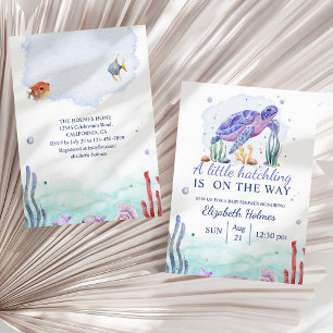 Watercolor Nautical Turtle Baby Shower Invitation
