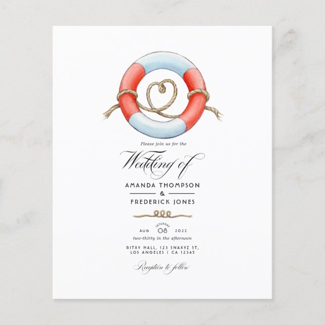 Watercolor Nautical Wedding Photo Flyer (Front)