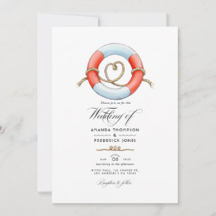 Watercolor Nautical Wedding Photo Invitation