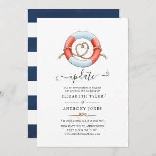 Watercolor Nautical Wedding Update Invitation