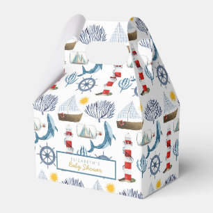 Watercolor Nautical Whale Baby Shower Favor Boxes