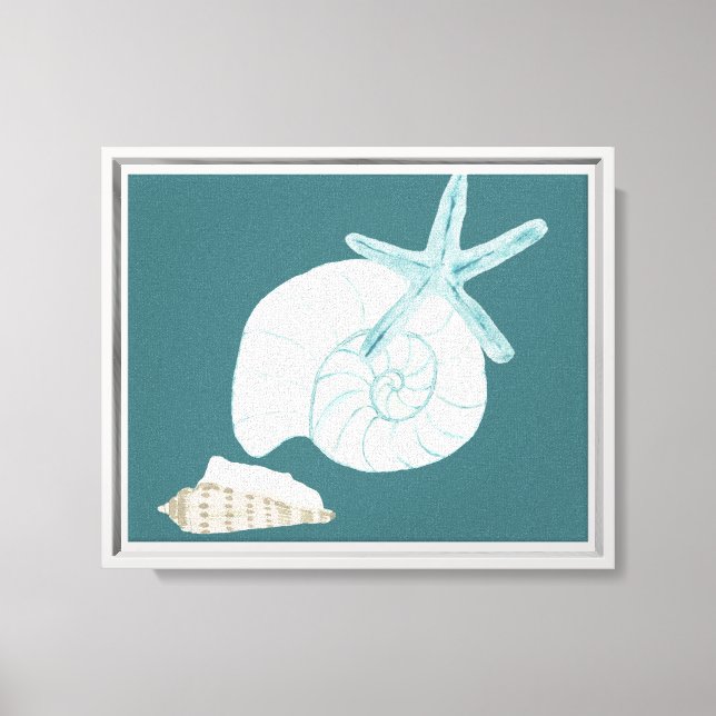 Watercolor Nautilus Starfish Seashell Canvas Print (Front)