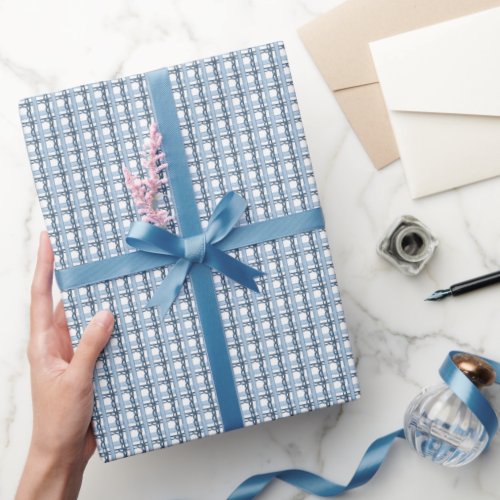 Watercolor Navy and Blue Plaid Wrapping Paper
