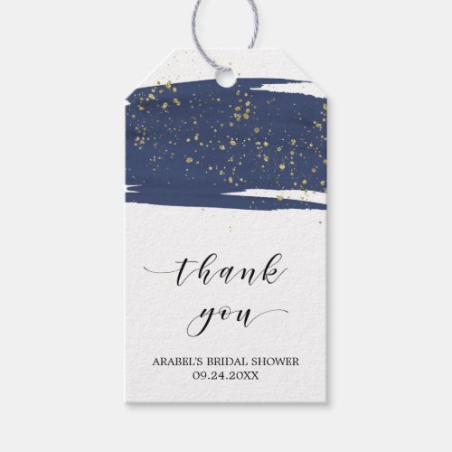 Watercolor Navy and Gold Bridal Shower Thank You Gift Tags