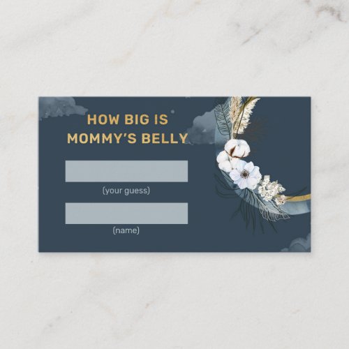Watercolor navy and gold How big is mommys belly Enclosure Card