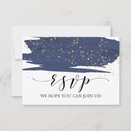 Watercolor Navy and Gold Song Request RSVP Card