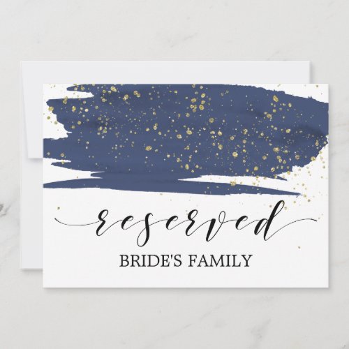 Watercolor Navy and Gold Wedding Reserved Sign Invitation