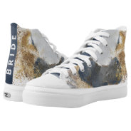 Watercolor Navy Blue And Gold Bride Shoes at Zazzle