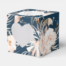 Watercolor navy blue floral personalized wedding favor boxes