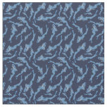 Watercolor Navy Blue Koi Fish Pattern Fabric