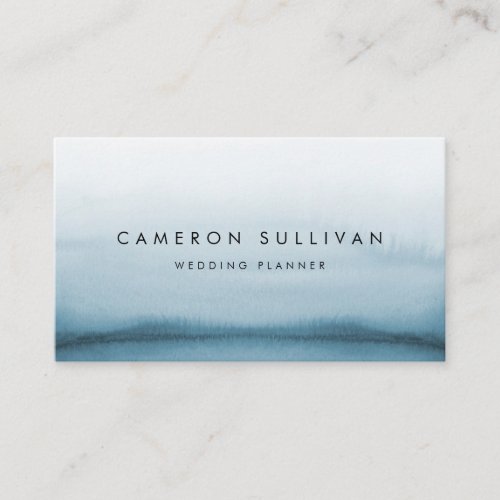 Watercolor Navy Blue Ombre Modern Business Card