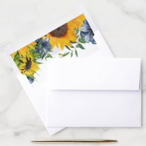 Watercolor Navy Blue Sunflower Rustic Wedding Envelope Liner