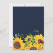 Watercolor Navy Blue Sunflower Rustic Wedding Invitation (Back)