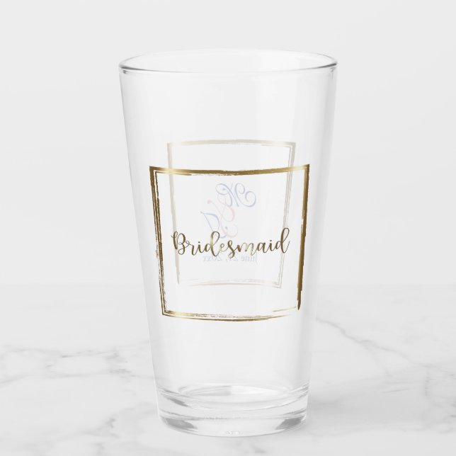 Watercolor Navy & Blush Bridesmaid Glass (Front)