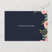 Watercolor Navy Blush Floral Elegant Wedding Enclosure Card (Back)