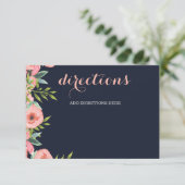 Watercolor Navy Blush Floral Elegant Wedding Enclosure Card (Standing Front)