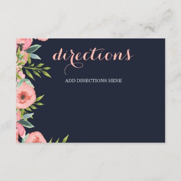 Watercolor Navy Blush Floral Elegant Wedding Enclosure Card