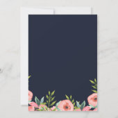 Watercolor Navy Blush Floral Elegant Wedding Invitation (Back)
