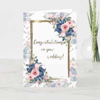 Watercolor Navy & Blush Wedding Card by CreativeCardDesign at Zazzle