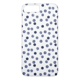 Watercolor navy circles polka dot hand drawn on wh iPhone 8 plus/7 plus case