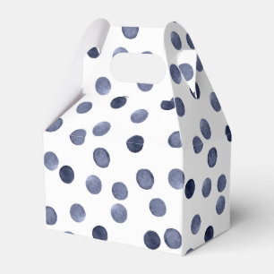 Watercolor navy circles polka dot hand drawn on wh favor boxes