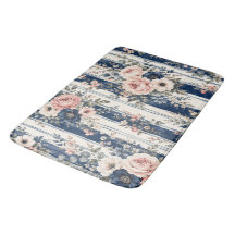 Watercolor Navy Floral Stripe Pattern Design