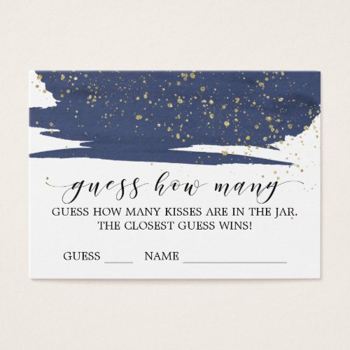 Watercolor Navy  Gold Guess How Many Kisses Card