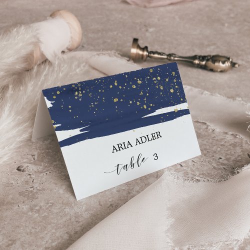 Watercolor Navy  Gold Wedding Escort Place Cards