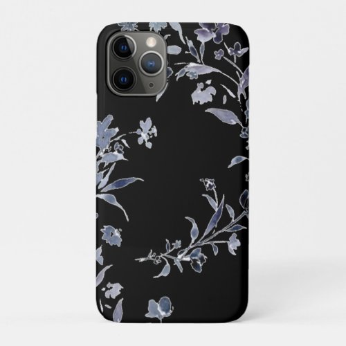 Watercolor navy indigo floral pattern iPhone 11 pro case