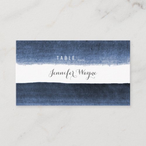Watercolor navy stripes beach wedding place cards