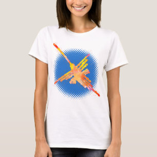 Watercolor Nazca Hummingbird In Blue Sky T-Shirt