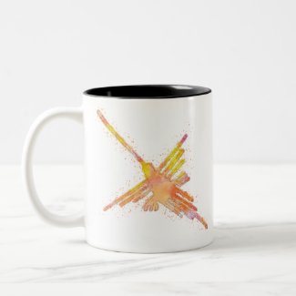 Watercolor Nazca Hummingbird Two-Tone Coffee Mug