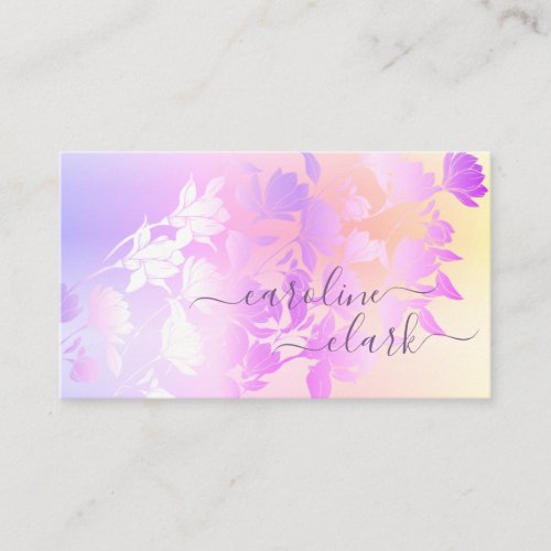 Watercolor Nebula Purple Floral Calligraphy Pretty Business Card
