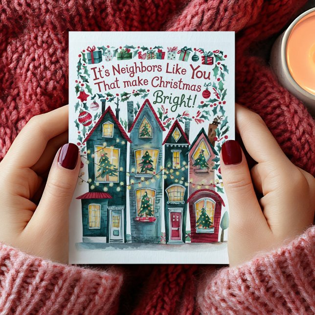 Watercolor Neighborhood Neighbor Christmas Card (Creator Uploaded)